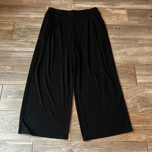 J Jill Wear Ever Collection Black Pleated Cropped Wide Leg Pants Women's Size S